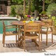 Stamford Outdoor 5-piece Round Acacia Wood Dining Set by Christopher Knight Home - Thumbnail 1