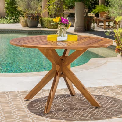 Stamford Outdoor Round Acacia Dining Table by Christopher Knight Home - 47.25" L x 47.25" W x 30.00" H
