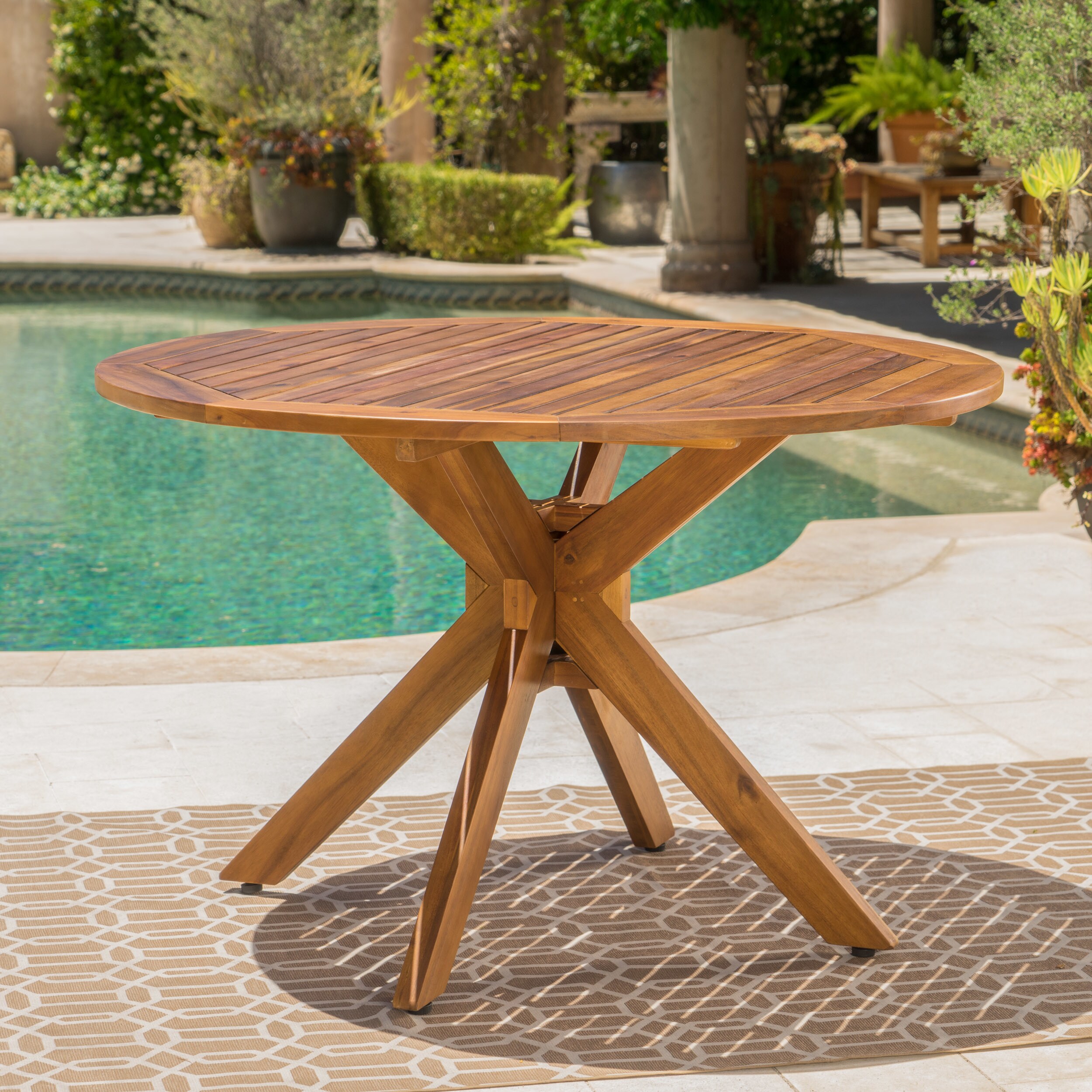 Stamford Outdoor Acacia Wood Round Dining Table By For Sale Online