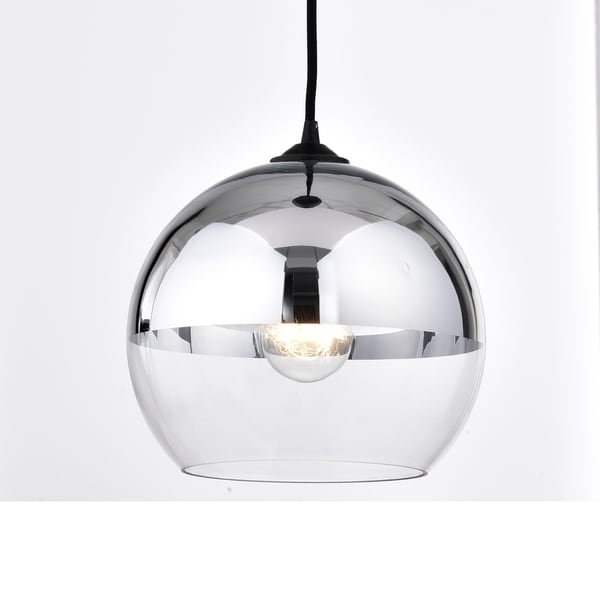 Shop Luna Antique Black Single Light Chrome Finish Glass Globe Pendant