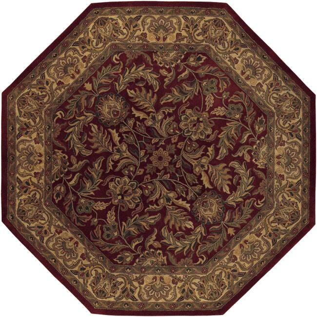 Hand-tufted Elegance Burgundy Wool Rug (8' Octagon)