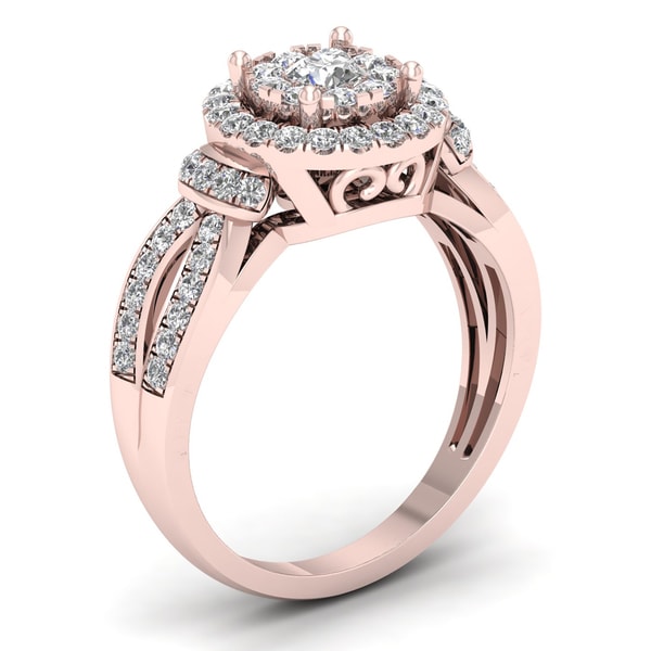 De Couer 3/4ct TDW Diamond Halo Engagement Ring - Pink - Free Shipping ...