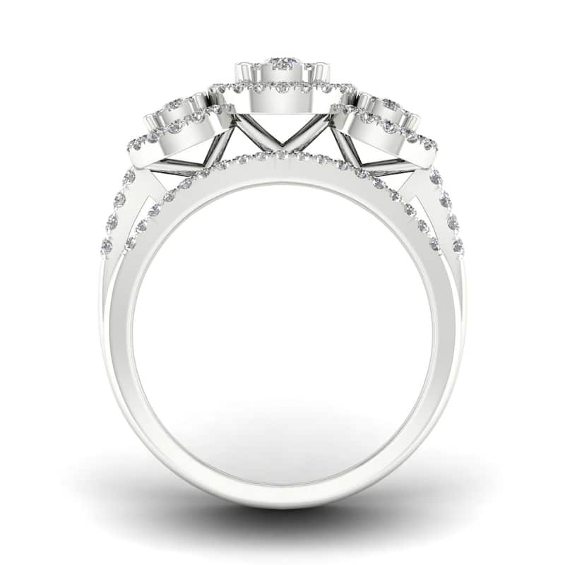 De Couer IGI Certified 3/4ct TDW Diamond Three Stone Bridal Set