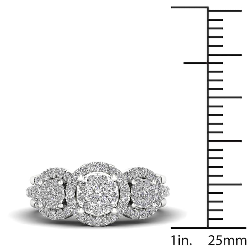 De Couer IGI Certified 3/4ct TDW Diamond Three Stone Bridal Set
