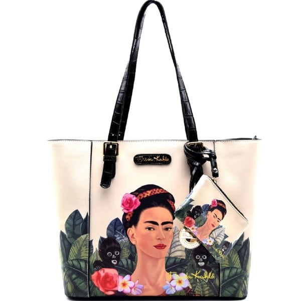 Brown Authentic Frida Kahlo Jungle Series Medium Tote w// Strap