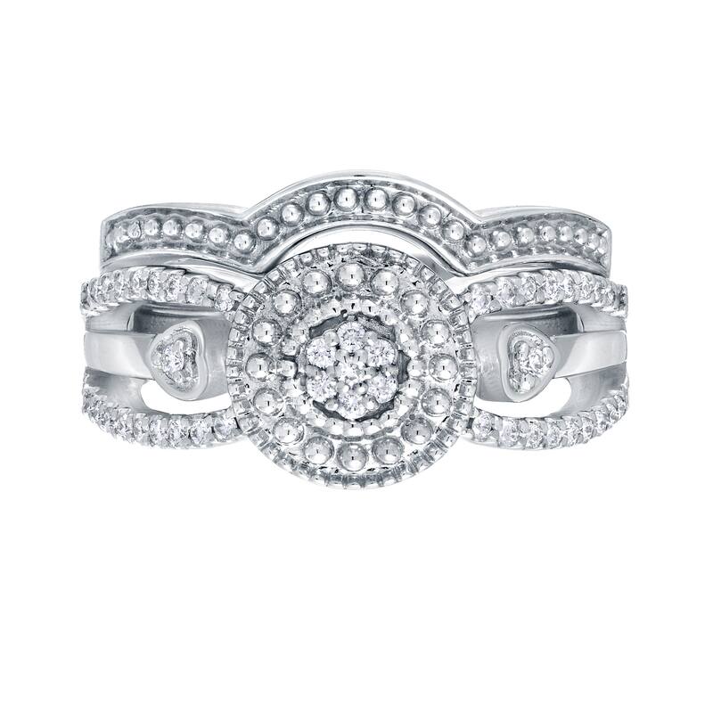 Auriya 1/4ctw Heart Shaped Halo Diamond Engagement Ring Set 14k Gold