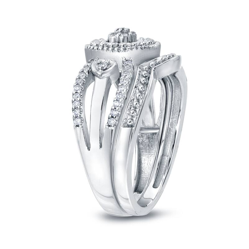 Auriya 1/4ctw Heart Shaped Halo Diamond Engagement Ring Set 14k Gold