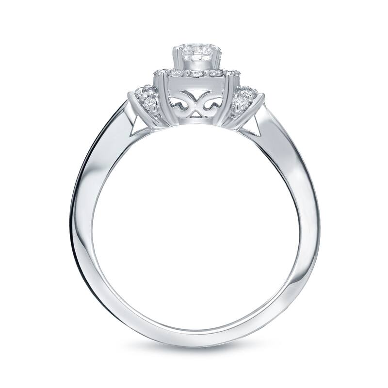 Auriya 1/2ct TDW Round Diamond Halo Engagement Ring 14k Gold