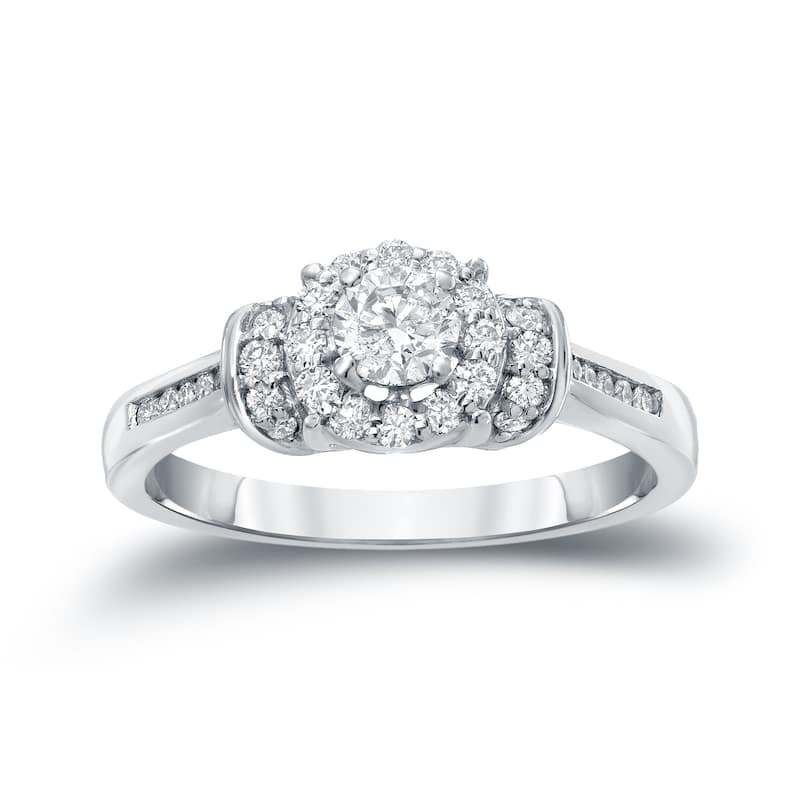 Auriya 1/2ct TDW Round Diamond Halo Engagement Ring 14k Gold