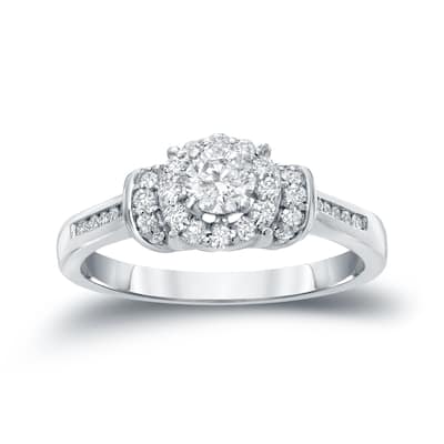 Auriya 1/2ct TDW Round Diamond Halo Engagement Ring 14k Gold