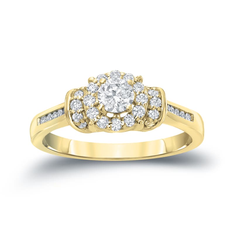 Auriya 1/2ct TDW Round Diamond Halo Engagement Ring 14k Gold