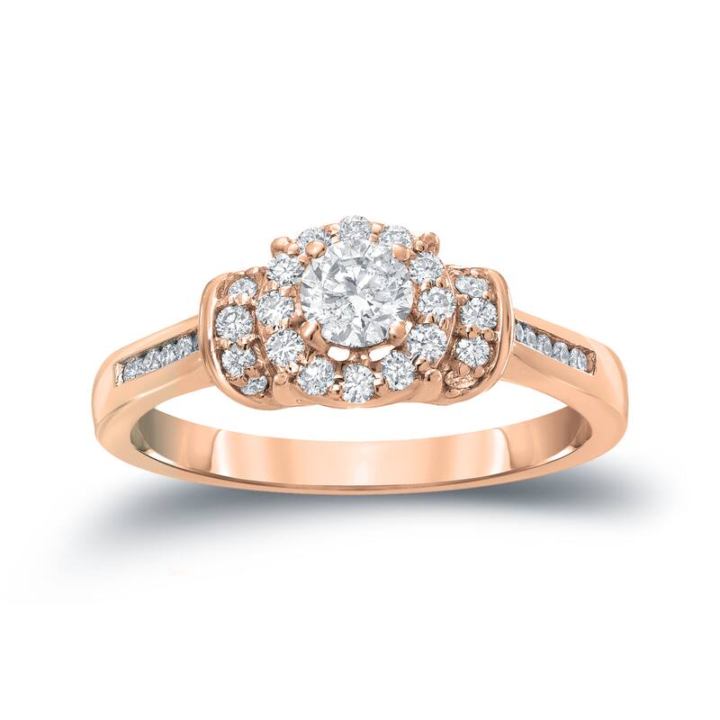 Auriya 1/2ct TDW Round Diamond Halo Engagement Ring 14k Gold