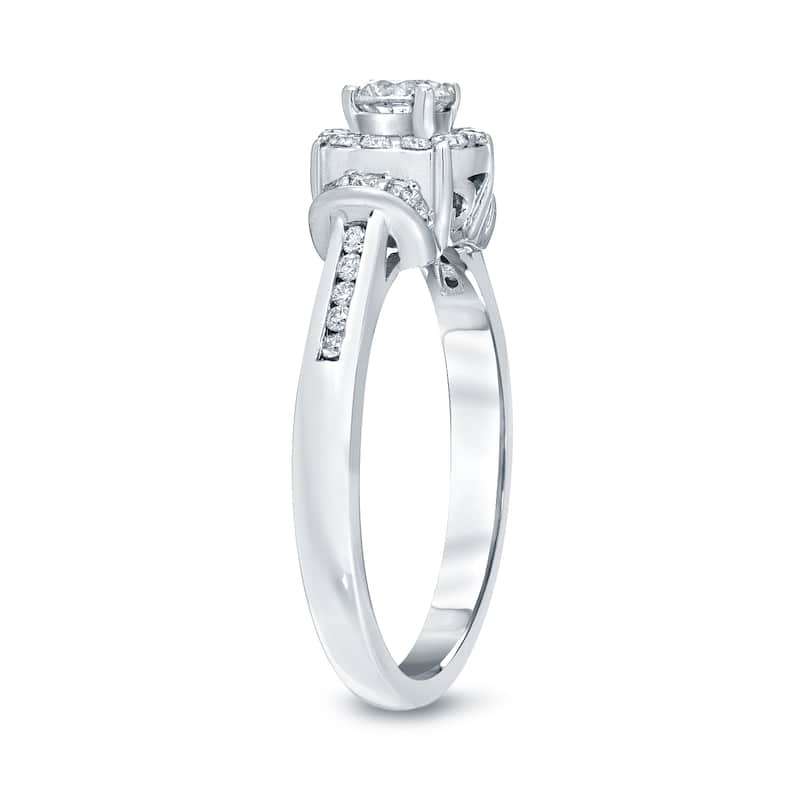 Auriya 1/2ct TDW Round Diamond Halo Engagement Ring 14k Gold