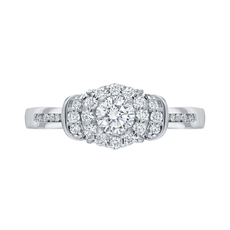 Auriya 1/2ct TDW Round Diamond Halo Engagement Ring 14k Gold