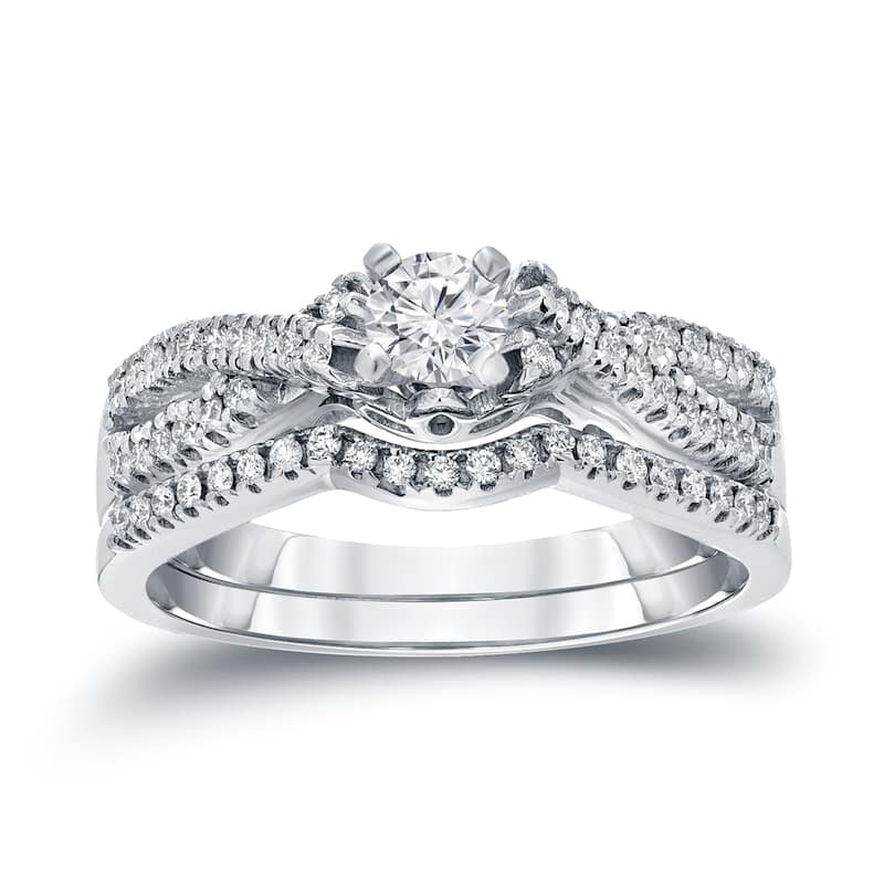 14k Gold 1/2ct TDW Braided Infinity Round Diamond Engagement Ring Set by Auriya