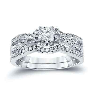 14k Gold 1/2ct TDW Braided Infinity Round Diamond Engagement Ring Set by Auriya