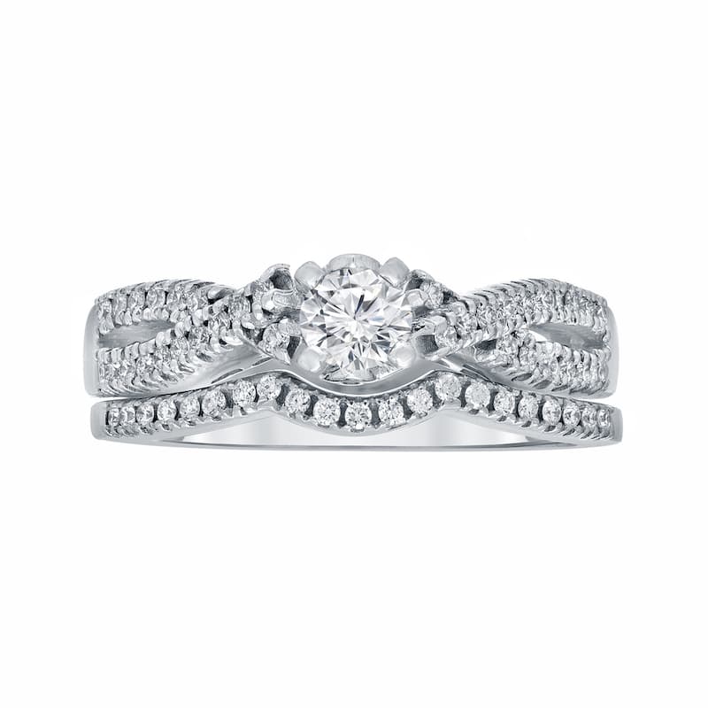 14k Gold 1/2ct TDW Braided Infinity Round Diamond Engagement Ring Set by Auriya