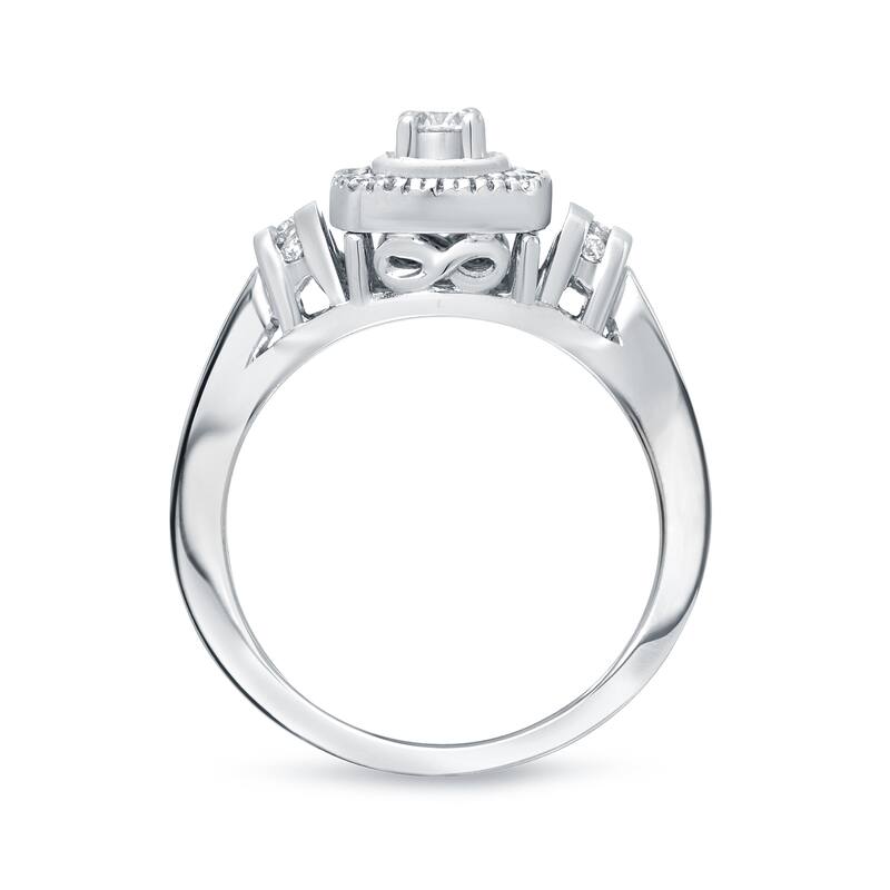 14k Gold 1/2ct TDW Modern Round Diamond Halo Engagement Ring Set by Auriya