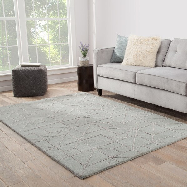 Fractal Handmade Geometric Gray/ Silver Area Rug (5' X 8') - 5' x 8'