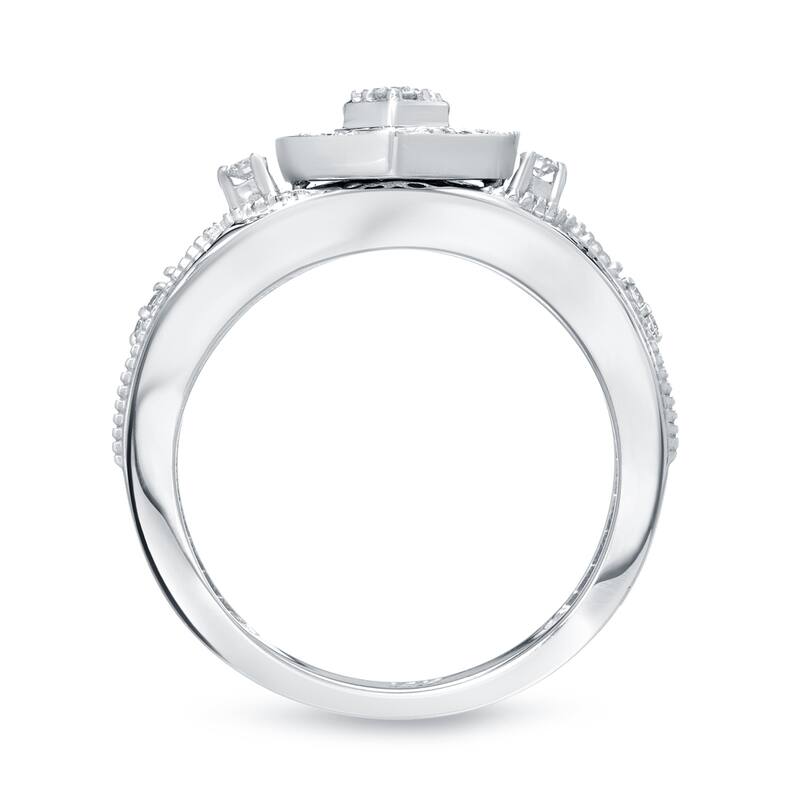 Auriya 1/5ctw Heart Shaped Halo Diamond Engagement Ring Set 14K Gold