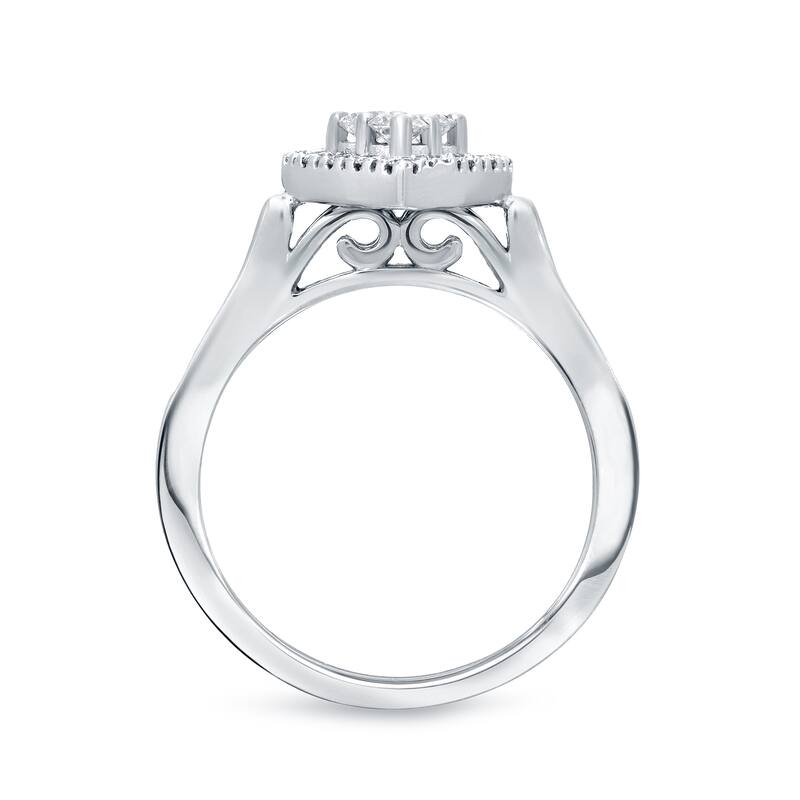 14k Gold 3/5ct TDW Heart-Shaped Diamond Halo Engagement Ring Set by Auriya