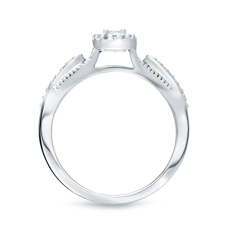 14k Gold 1/3ct TDW Vintage Inspired Round Diamond Halo Engagement Ring Set by Auriya