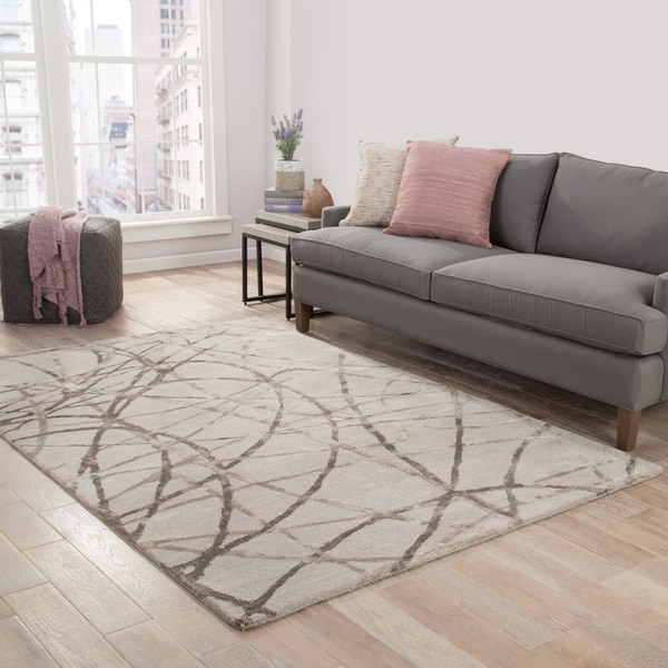 Jazz Handmade Abstract Gray/ Silver Area Rug (5' X 8') - 5' x 8'