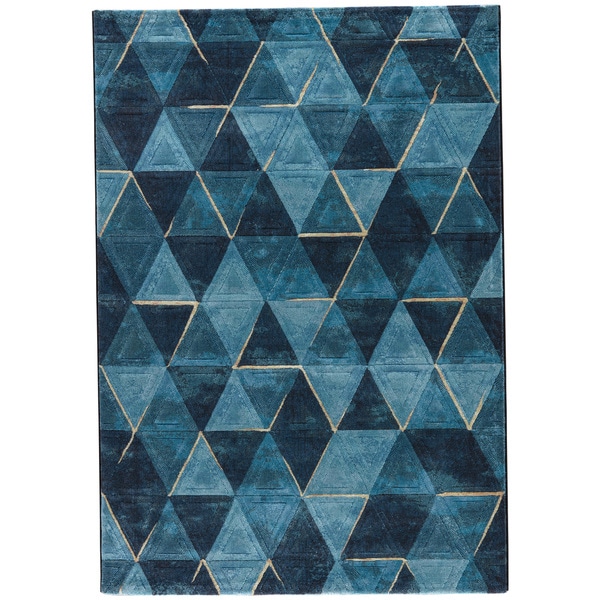 Jaeger Geometric Dark Blue/ Indigo Area Rug - 7'10" x 10'10"