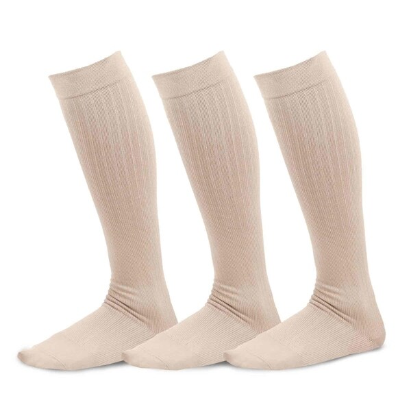 TeeHee Viscose from Bamboo Compression Knee High Socks with Rib 3-Pack ...
