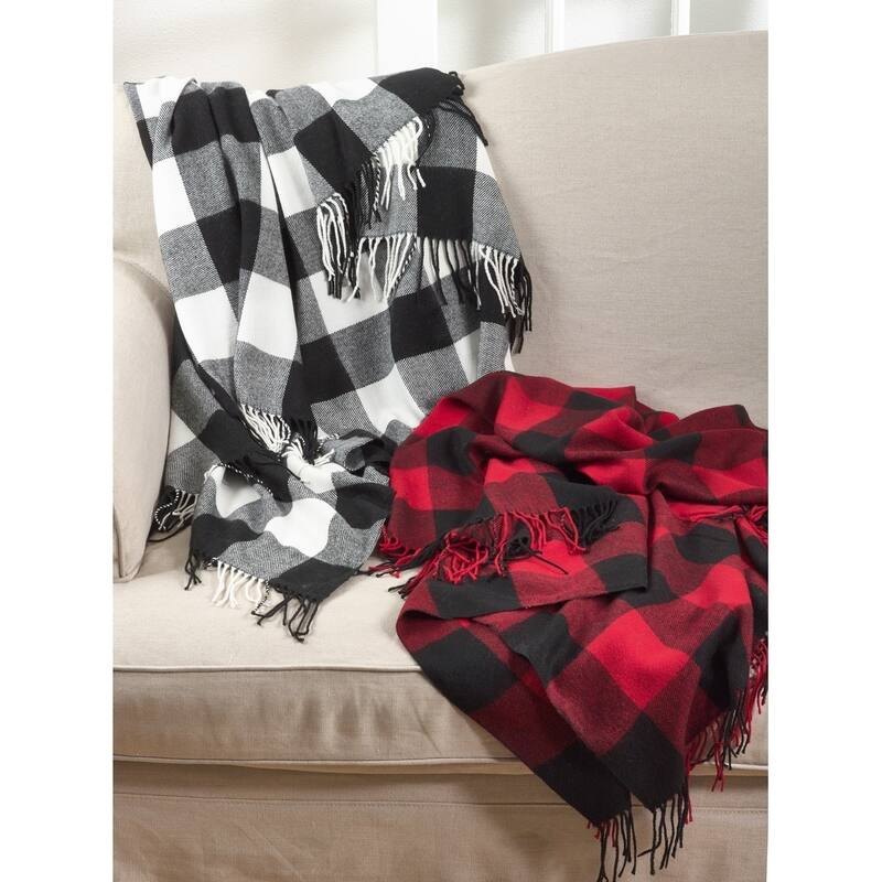 Buffalo Plaid Check Tassel Throw