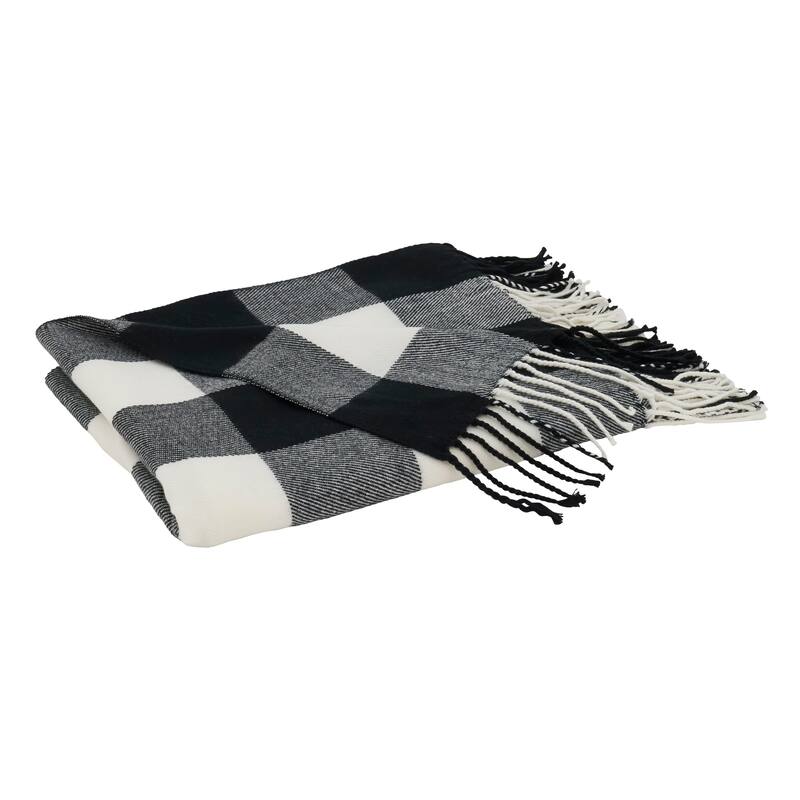 Buffalo Plaid Check Tassel Throw