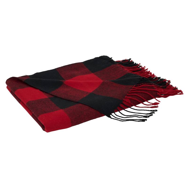 Buffalo Plaid Check Tassel Throw