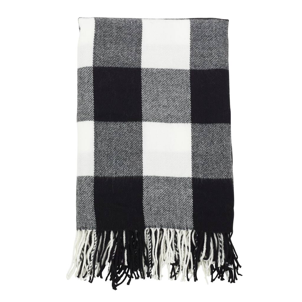 Buffalo Plaid Check Tassel Throw
