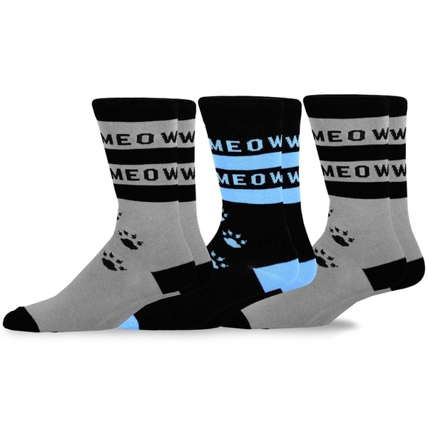 Shop TeeHee Men's Fun Cats Cotton Crew Socks 3-Pack - On ...