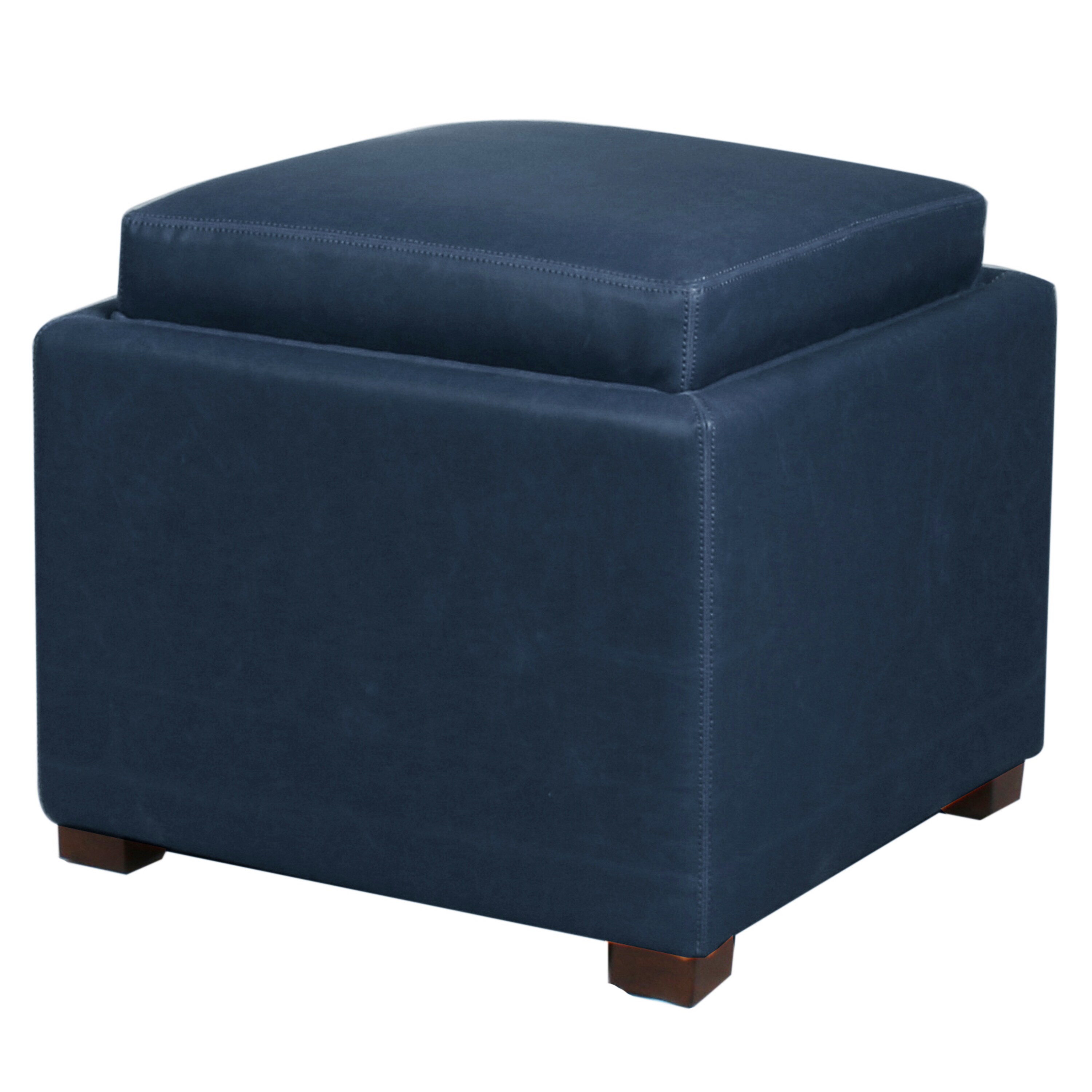 blue ottoman with tray