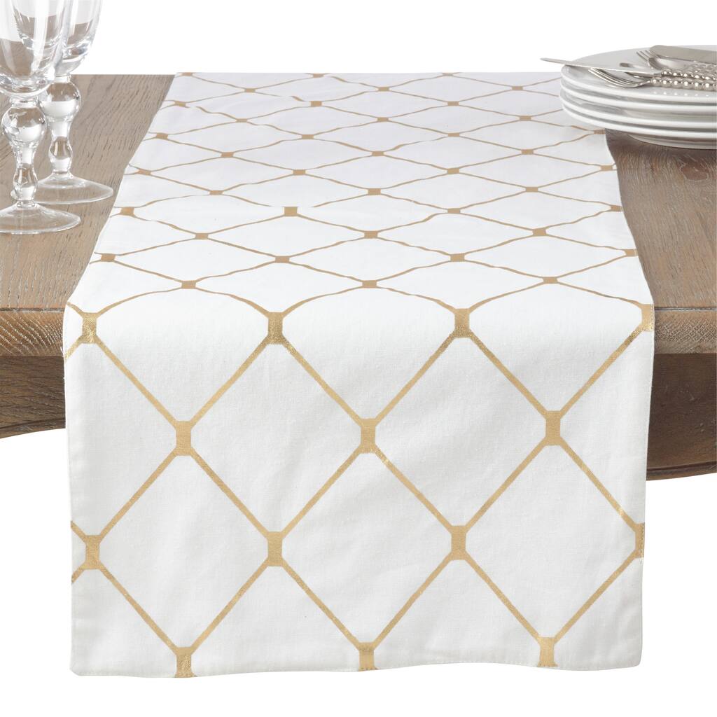 Metallic Diamond Design Cotton Table Runner