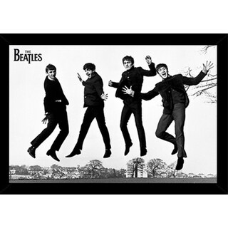The Beatles Jump 2 Poster in a Black Poster Frame (36x24) - Bed