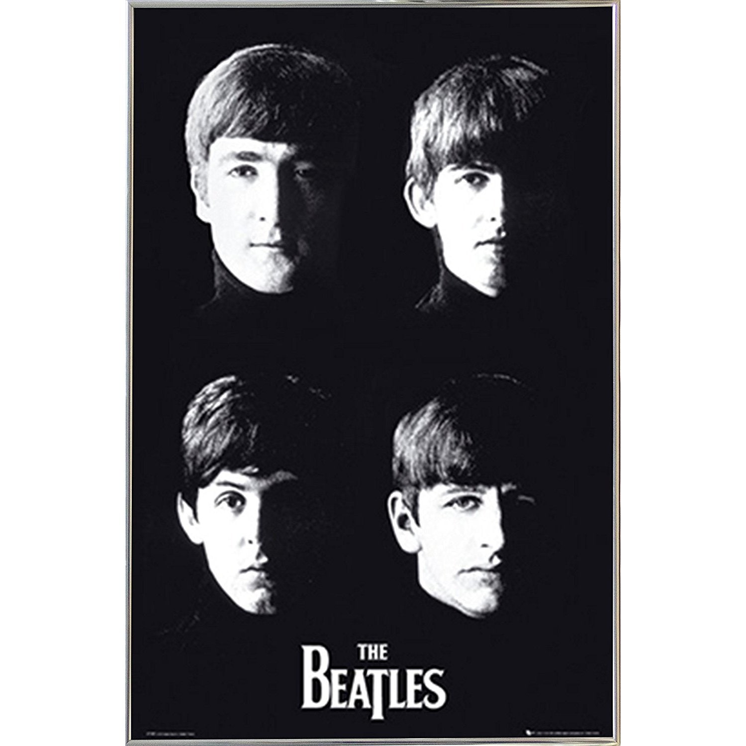 THE BEATLES ポスター シルバー メタリック The Beatles With The Poster in a Silver Metal Frame (24x36) - Bed