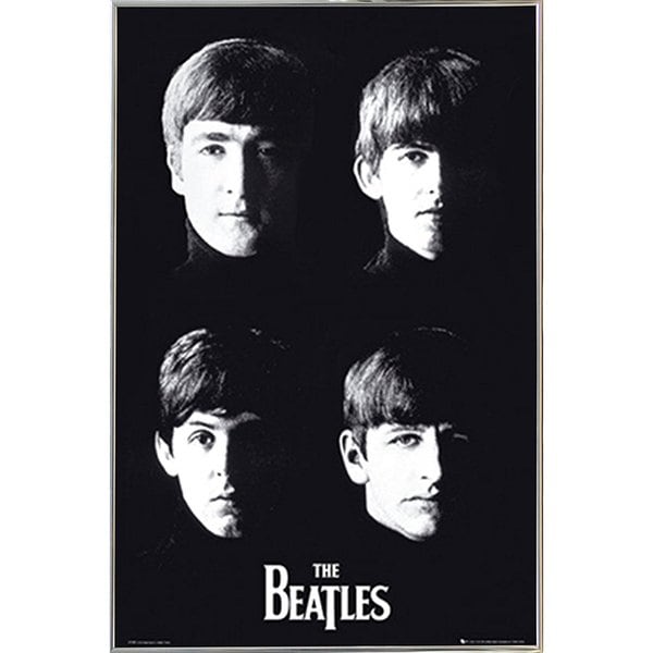 The Beatles With The Poster in a Silver Metal Frame (24x36) - Bed
