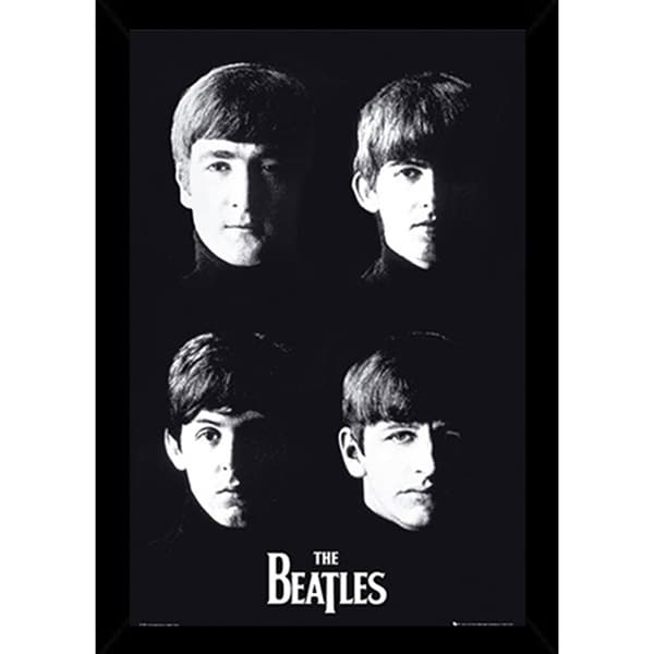 The Beatles With The Poster in a Black Poster Frame (24x36) - Bed