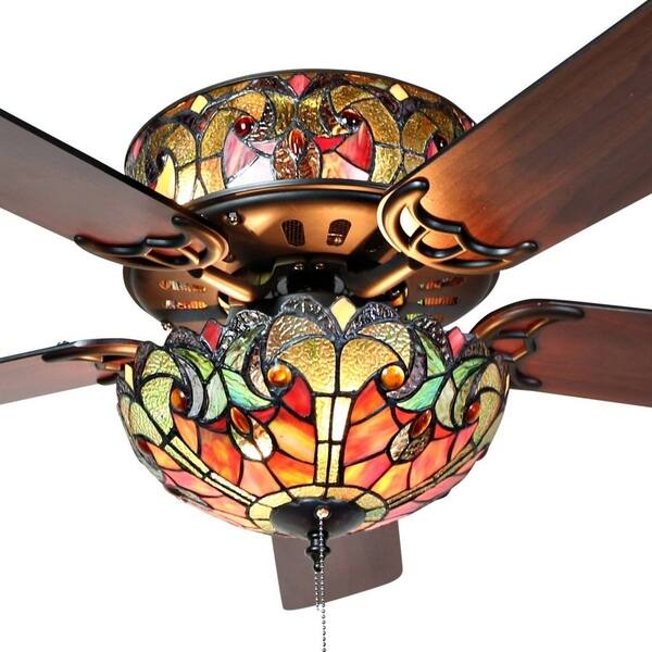 Shop Tiffany Style Stained Glass Halston Ceiling Fan Spice