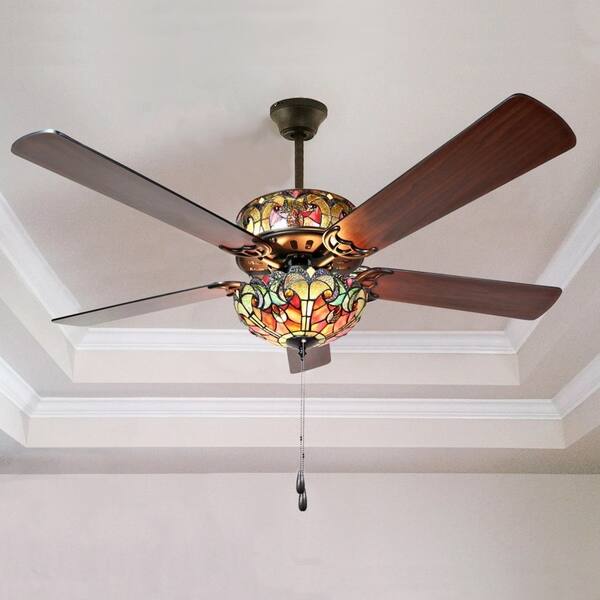 Shop Tiffany Style Stained Glass Halston Ceiling Fan Spice