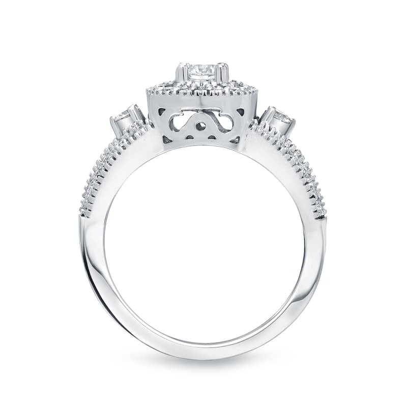 14k Gold 3/4ct TDW Braided Infinity Inspired Diamond Halo Engagement Ring Set by Auriya