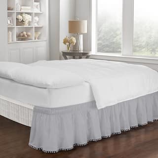 Grey Shabby Chic Bed Skirts Dust Ruffles Find Great Bedding Maison Rouge Es Adjule Pom Fringe Bed Skirt