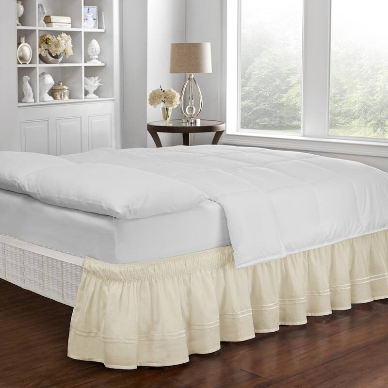 Copper Grove Barron River Easy Fit Adjustable Baratta Stitch Embroidered 18-inch Drop Bed Skirt