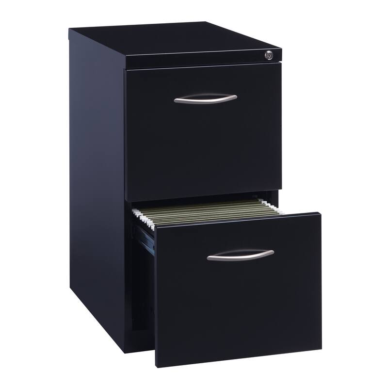 Hirsh 23" D Arch Pull Handle Mobile Pedestal 2-Drawer File Cabinet, Black