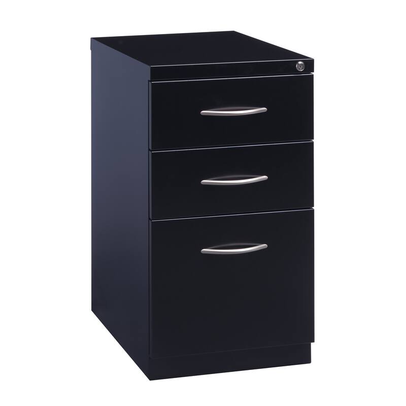 Hirsh 23" D Arch Pull Handle Mobile Pedestal 3-Drawer File Cabinet, Black - Black