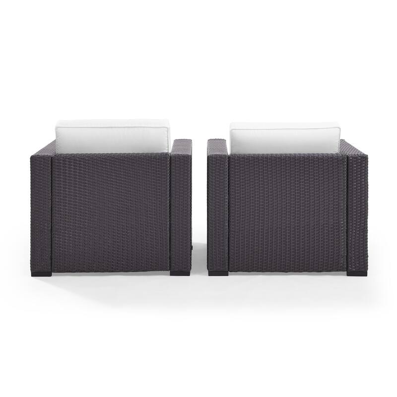 Crosley Biscayne White Wicker Outdoor Arm Chairs (Set of 2)