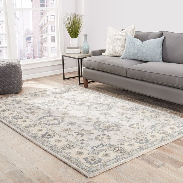 Marjorie Handmade Floral Cream/ Blue Area Rug (8' X 10') - 8' x 10'