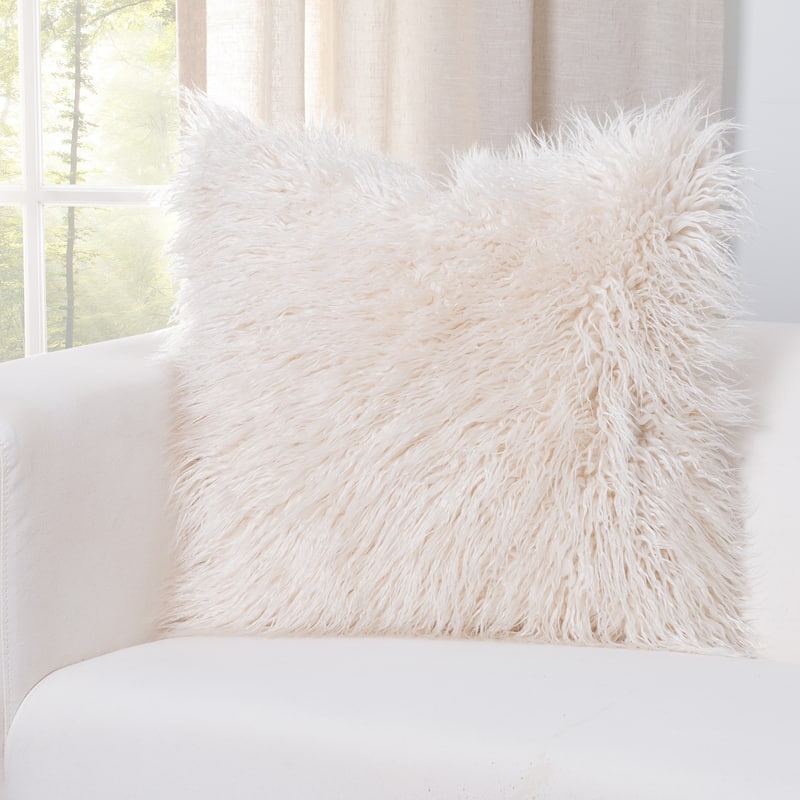 Siscovers Faux-Fur Designer Llama Throw Pillow - Cream - 16 x 16